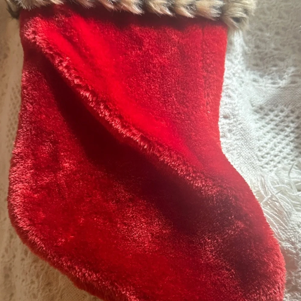 Red Christmas Stocking Faux Fur Cuff